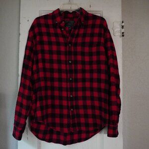 Authentic Workwear Plaid Flannel Shirt‎ Button Down Long Sleeve Blue Red